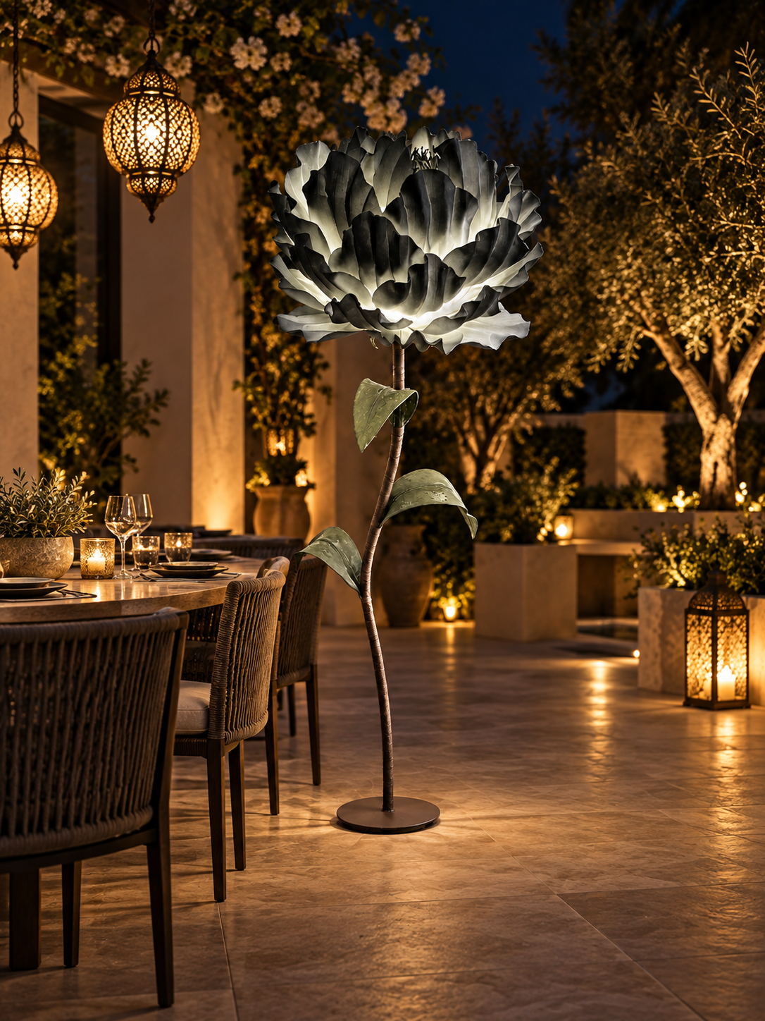 Peony in another outdoor night setting, illustrative image
