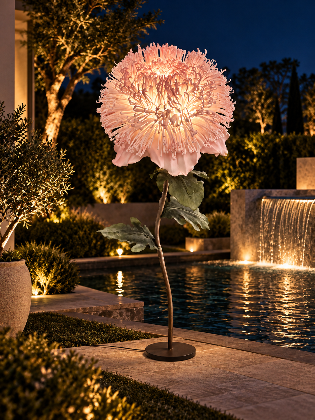 Giant Chrysanthemum in another outdoor night setting, illustrative image