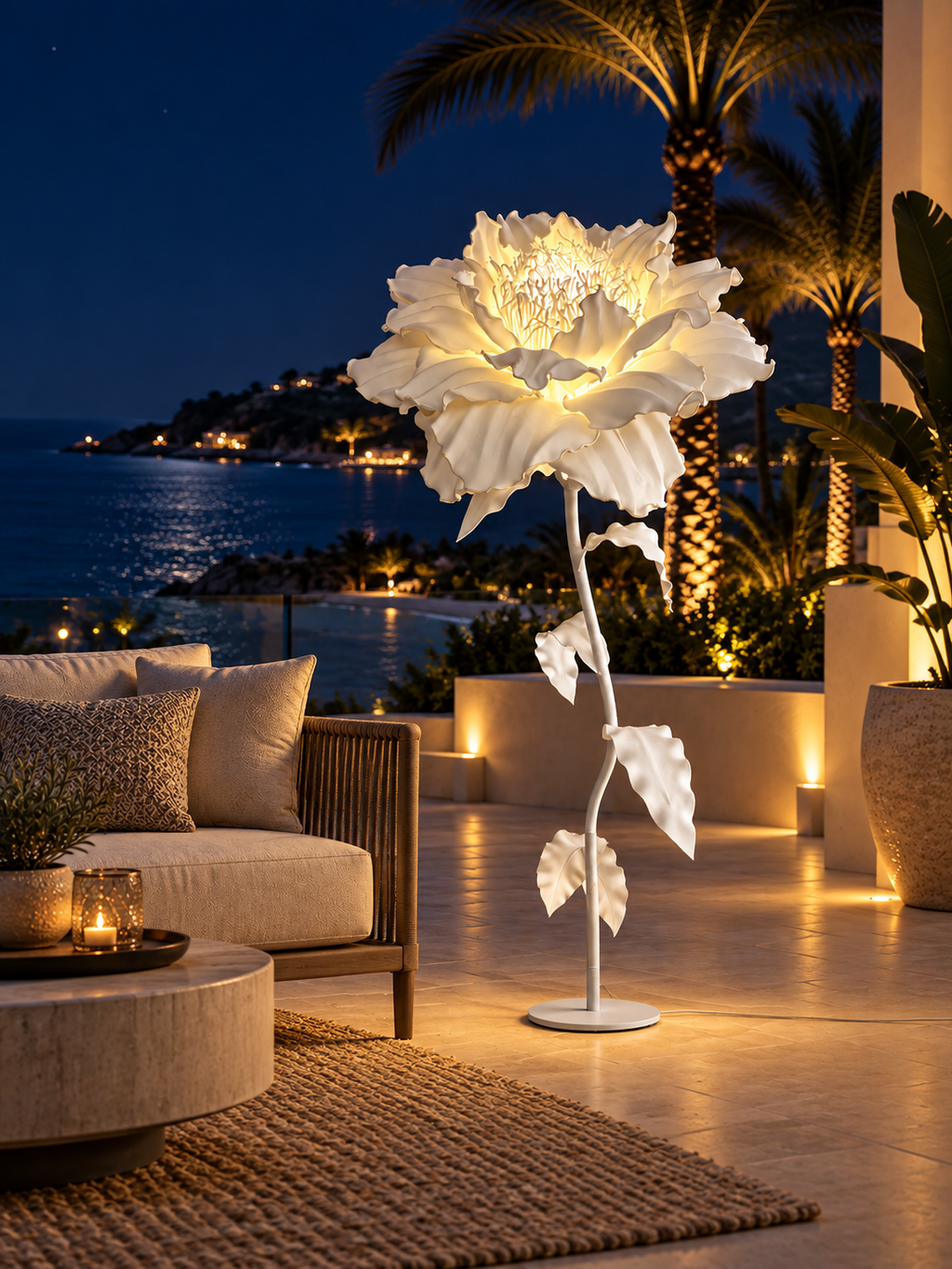 Herbaceous Peony in another outdoor night setting, illustrative image