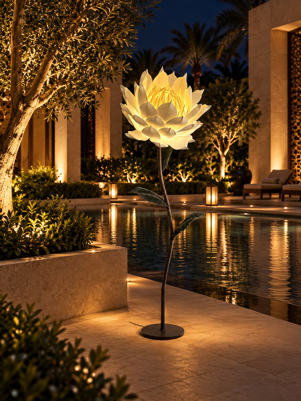 Magnolia Flower in another outdoor night setting, illustrative image