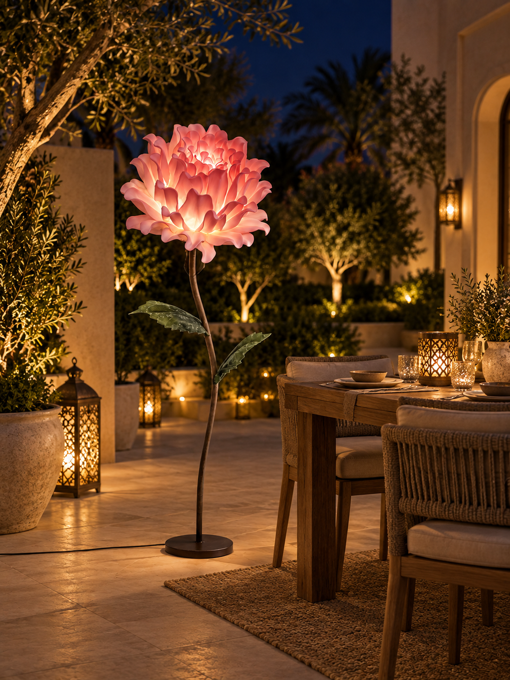 Dahlia in another outdoor night setting, illustrative image