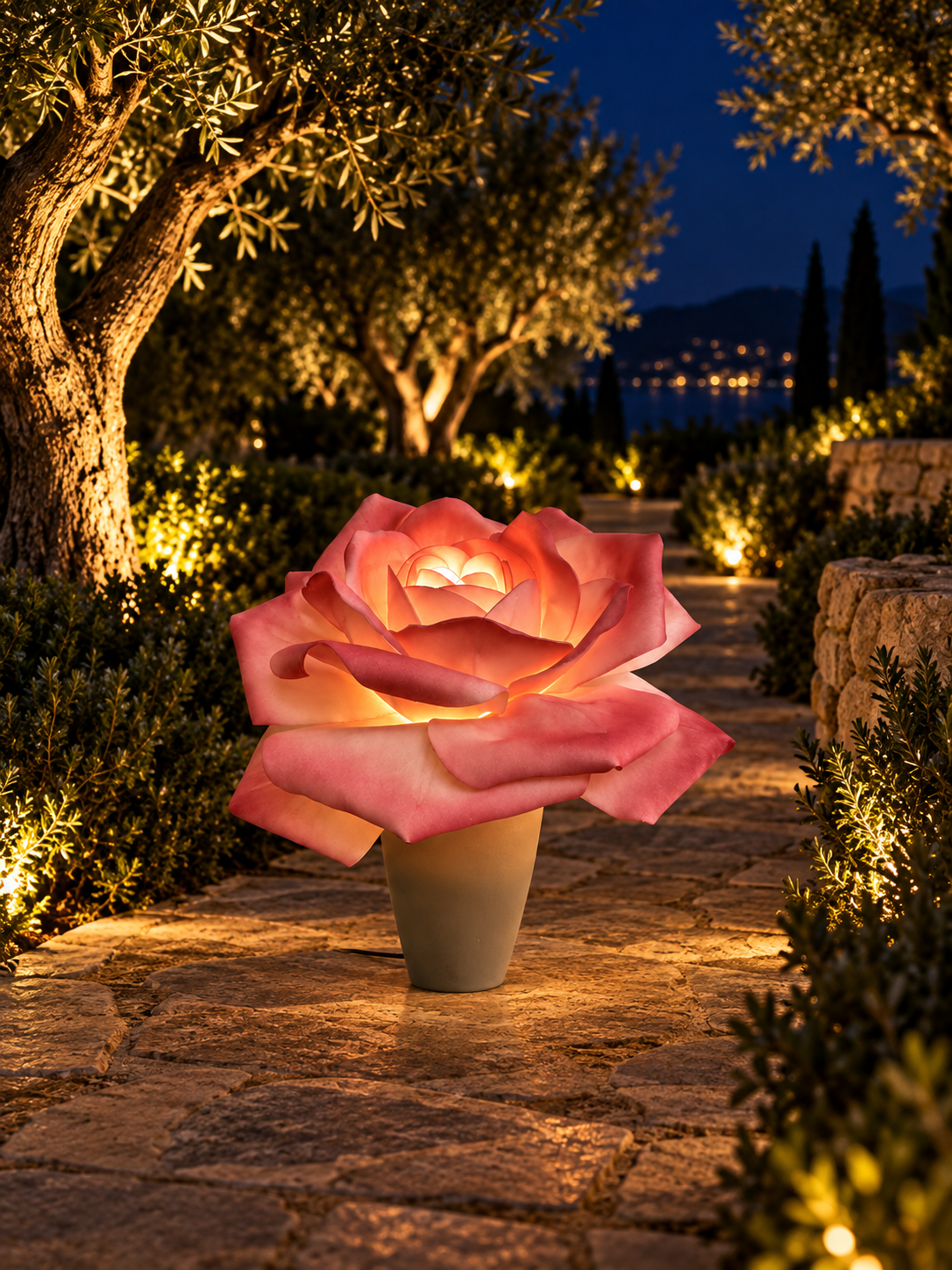 Rose in another outdoor night setting, illustrative image