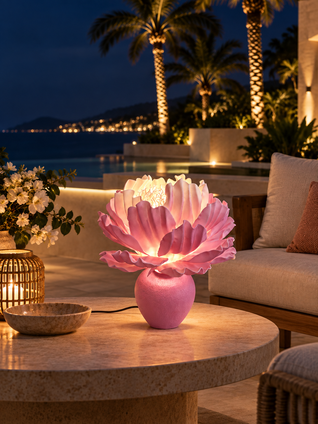 Peony in another outdoor night setting, illustrative image