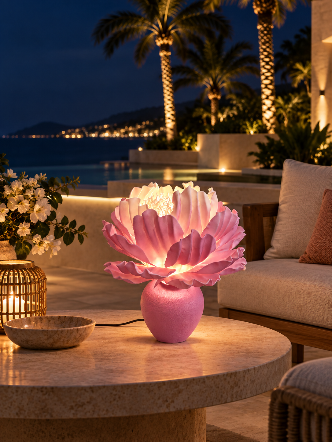 Peony in another outdoor night setting, illustrative image