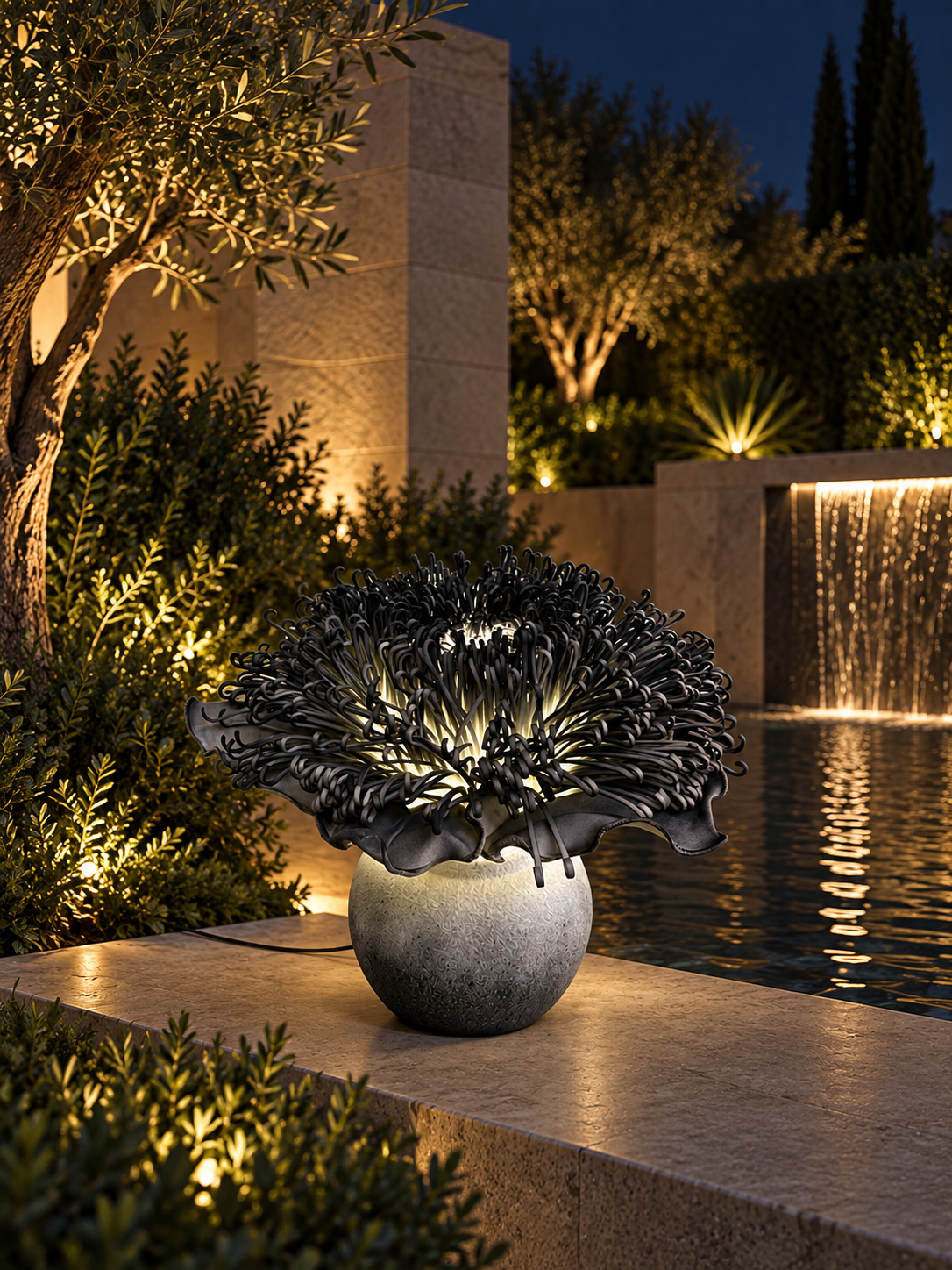Giant Chrysanthemum in another outdoor night setting, illustrative image