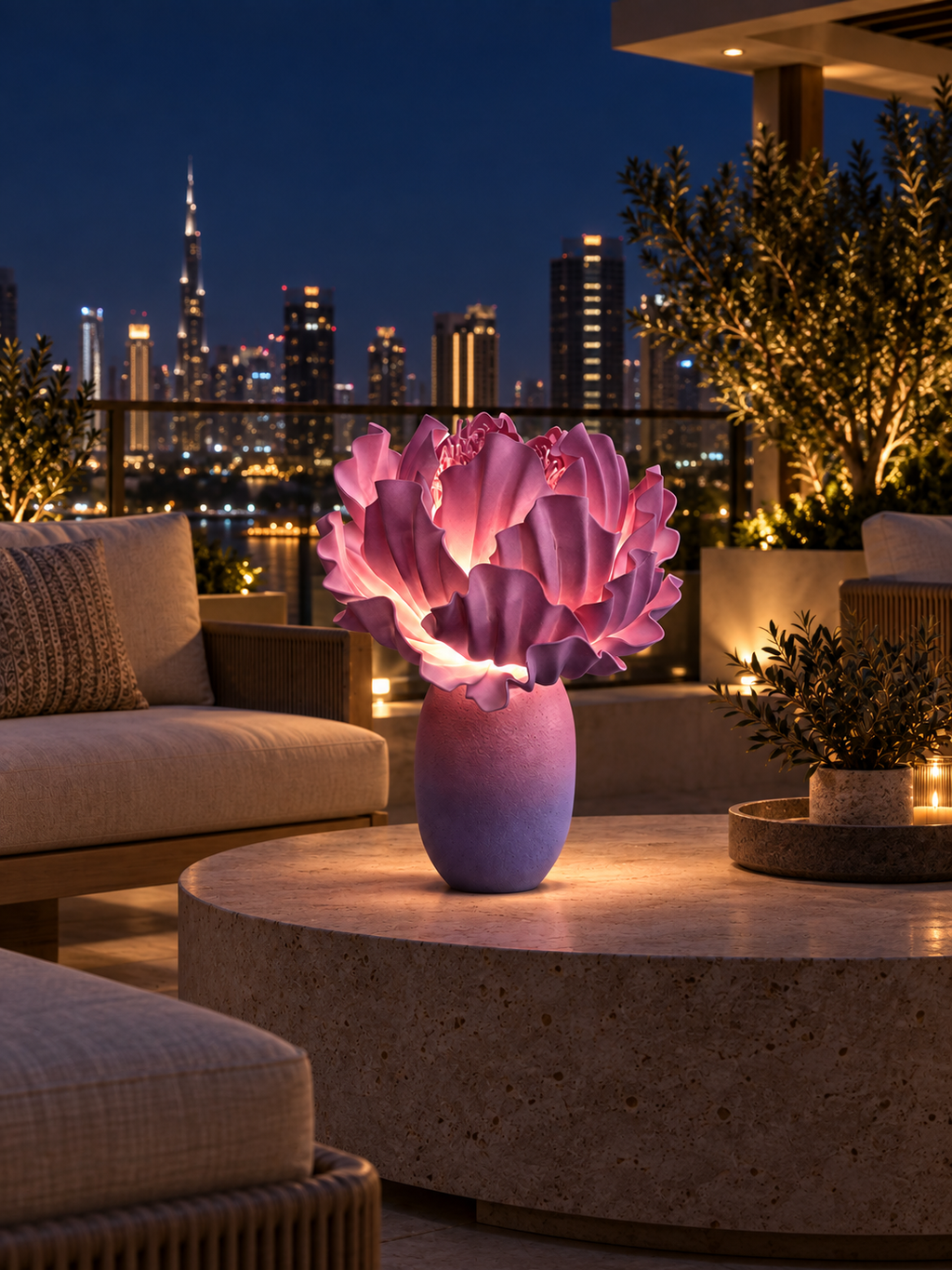 Peony in another outdoor night setting, illustrative image