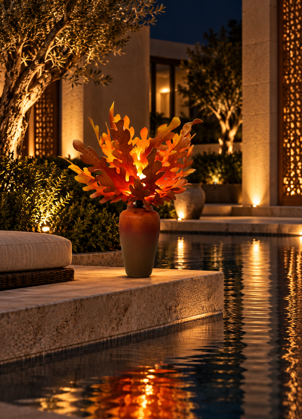 Staghorn Fern in another outdoor night setting, illustrative image