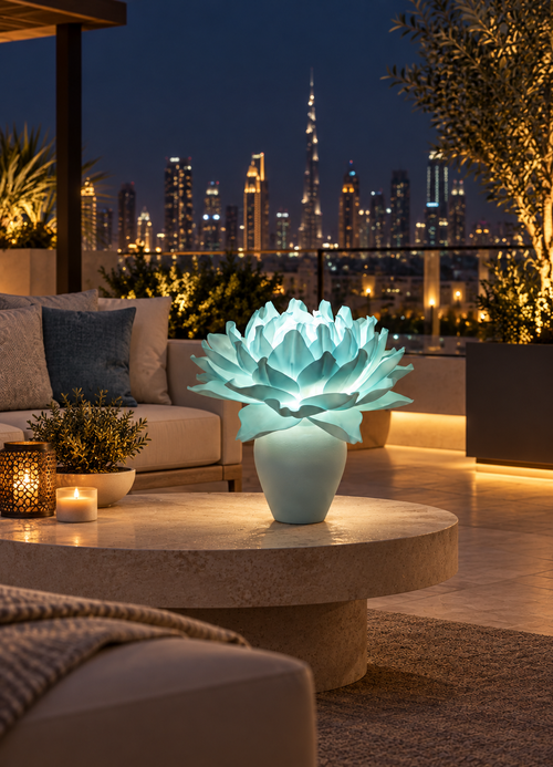 Dahlia in another outdoor night setting, illustrative image
